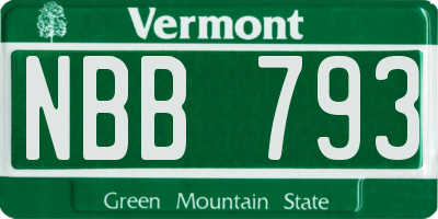 VT license plate NBB793