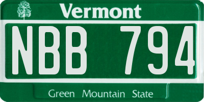 VT license plate NBB794