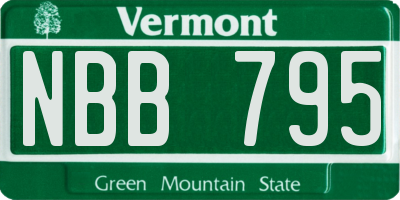 VT license plate NBB795