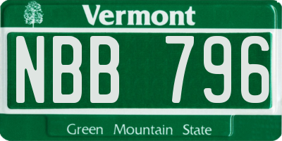 VT license plate NBB796
