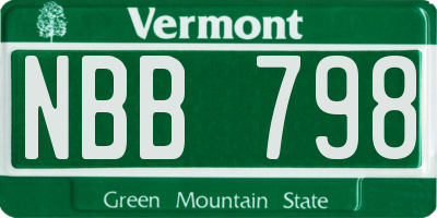 VT license plate NBB798