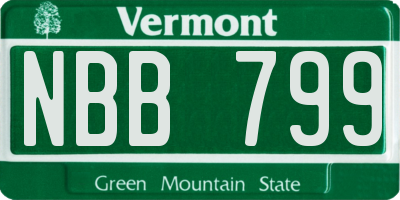 VT license plate NBB799