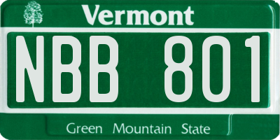 VT license plate NBB801