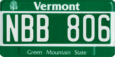 VT license plate NBB806