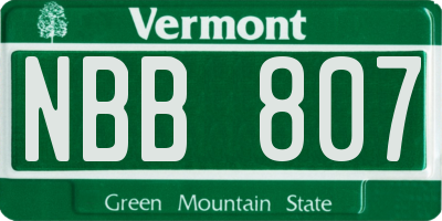 VT license plate NBB807