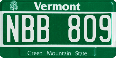 VT license plate NBB809