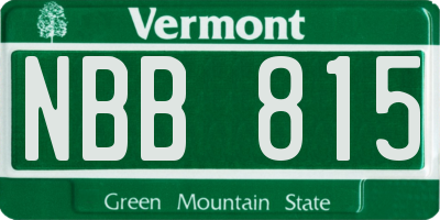 VT license plate NBB815