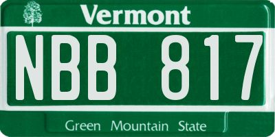 VT license plate NBB817