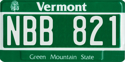 VT license plate NBB821