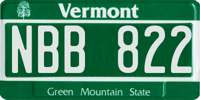 VT license plate NBB822