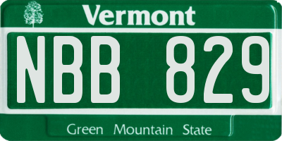 VT license plate NBB829