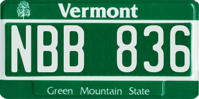 VT license plate NBB836