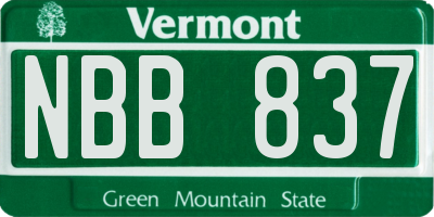 VT license plate NBB837