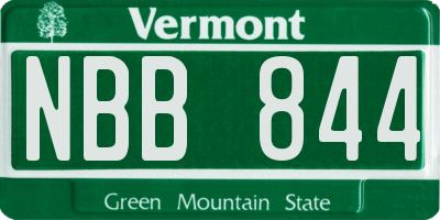 VT license plate NBB844