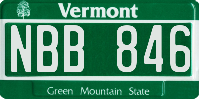 VT license plate NBB846