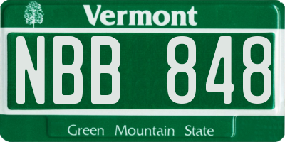 VT license plate NBB848
