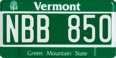 VT license plate NBB850