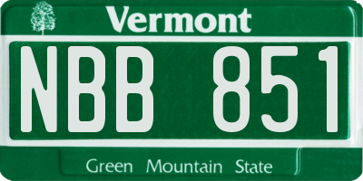VT license plate NBB851