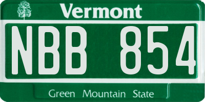 VT license plate NBB854
