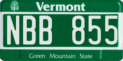 VT license plate NBB855