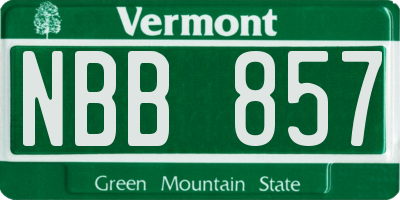 VT license plate NBB857