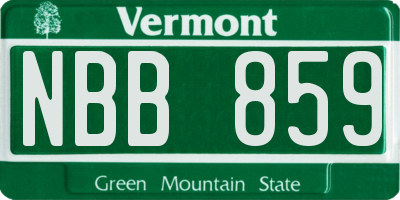 VT license plate NBB859