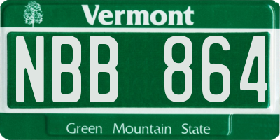 VT license plate NBB864