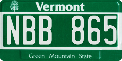 VT license plate NBB865