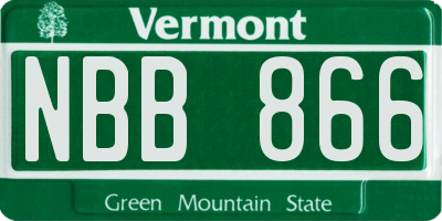 VT license plate NBB866