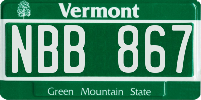 VT license plate NBB867