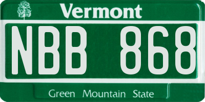 VT license plate NBB868