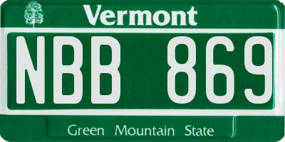 VT license plate NBB869