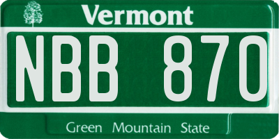 VT license plate NBB870