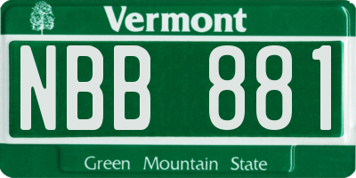 VT license plate NBB881