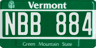 VT license plate NBB884