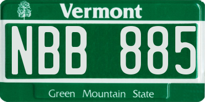 VT license plate NBB885