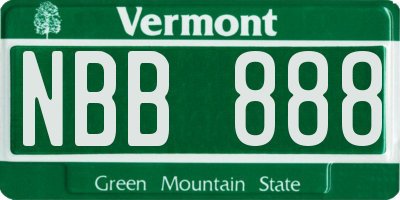 VT license plate NBB888