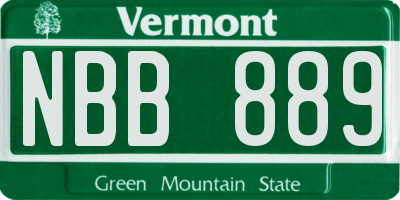 VT license plate NBB889
