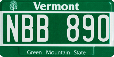 VT license plate NBB890