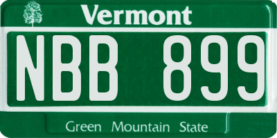 VT license plate NBB899