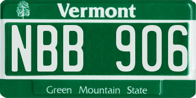 VT license plate NBB906
