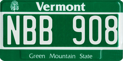 VT license plate NBB908