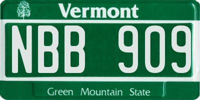 VT license plate NBB909