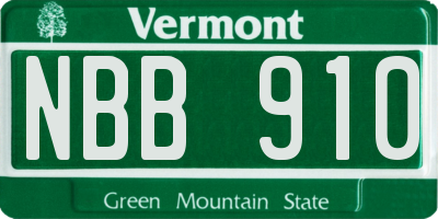 VT license plate NBB910