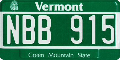 VT license plate NBB915