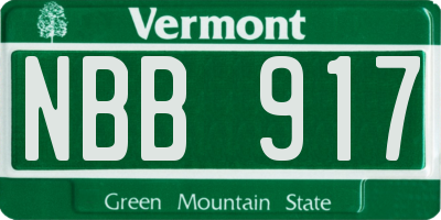VT license plate NBB917