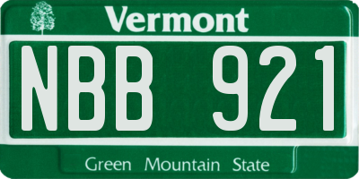 VT license plate NBB921