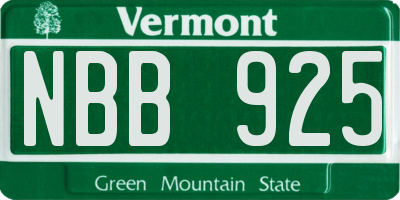 VT license plate NBB925
