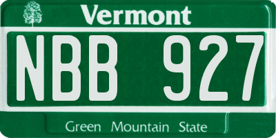 VT license plate NBB927