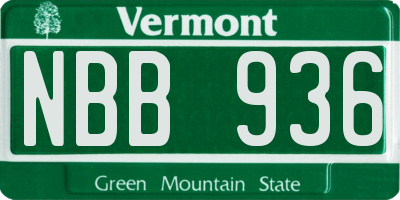 VT license plate NBB936